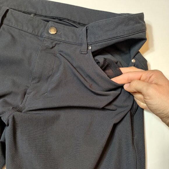 LULULEMON ABC Slim-Fit 5 Pocket Grey Pants Warpstreme Wrinkle Resistant 36L - Picture 7 of 16